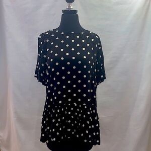 NWT black short sleeve shirt with white polka dots